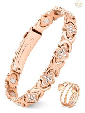 Pure Copper Magnetic Bracelet Women Neodymium Magnets Cubic Zirconia Adjustable